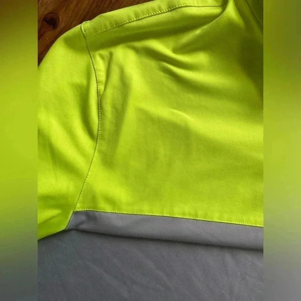 Nike Golf Dri-Fit Collared Short Sleeve Men’s Polo Shirt Large Grey‎ Yellow GUC